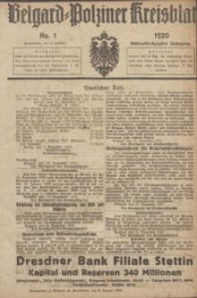 Belgard-Polziner Kreisblatt, 1920, Nr 1