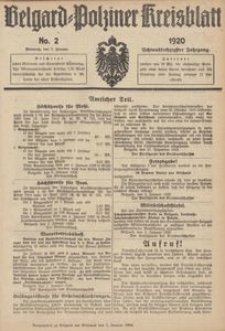 Belgard-Polziner Kreisblatt, 1920, Nr 2