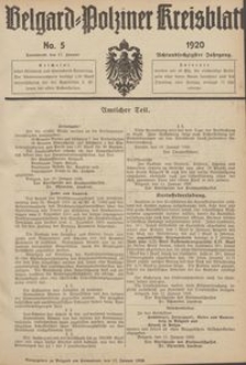 Belgard-Polziner Kreisblatt, 1920, Nr 5