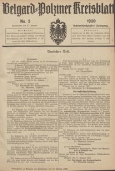 Belgard-Polziner Kreisblatt, 1920, Nr 5