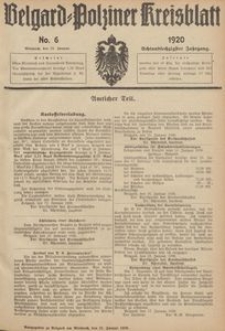 Belgard-Polziner Kreisblatt, 1920, Nr 6