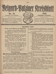 Belgard-Polziner Kreisblatt, 1922, Nr 70