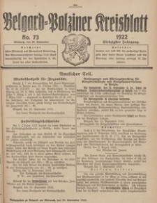 Belgard-Polziner Kreisblatt, 1922, Nr 73