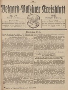 Belgard-Polziner Kreisblatt, 1922, Nr 77