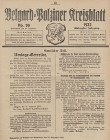 Belgard-Polziner Kreisblatt, 1922, Nr 99
