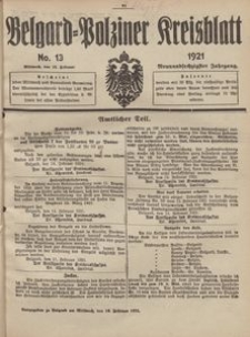 Belgard-Polziner Kreisblatt, 1921, Nr 13