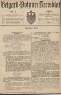 Belgard-Polziner Kreisblatt, 1920, Nr 7