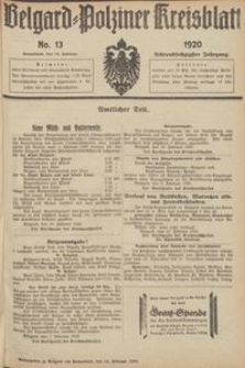 Belgard-Polziner Kreisblatt, 1920, Nr 13