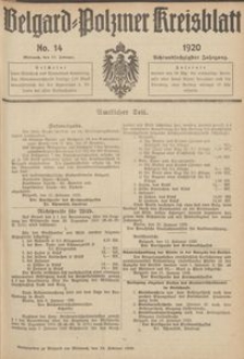 Belgard-Polziner Kreisblatt, 1920, Nr 14