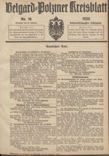 Belgard-Polziner Kreisblatt, 1920, Nr 16