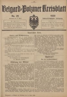Belgard-Polziner Kreisblatt, 1920, Nr 29