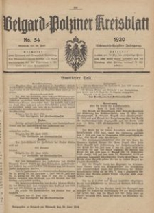 Belgard-Polziner Kreisblatt, 1920, Nr 54