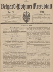 Belgard-Polziner Kreisblatt, 1920, Nr 72