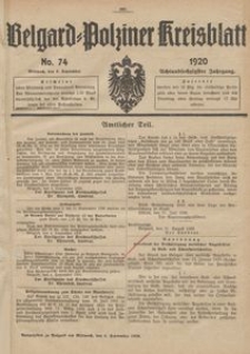 Belgard-Polziner Kreisblatt, 1920, Nr 74
