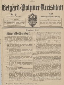 Belgard-Polziner Kreisblatt, 1920, Nr 91