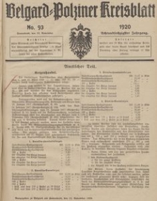 Belgard-Polziner Kreisblatt, 1920, Nr 93