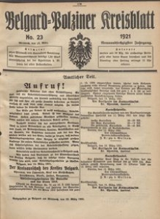 Belgard-Polziner Kreisblatt, 1921, Nr 23