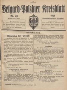 Belgard-Polziner Kreisblatt, 1921, Nr 28