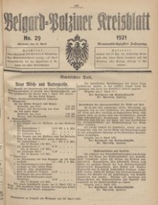 Belgard-Polziner Kreisblatt, 1921, Nr 29