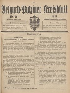 Belgard-Polziner Kreisblatt, 1921, Nr 38