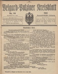 Belgard-Polziner Kreisblatt, 1921, Nr 44