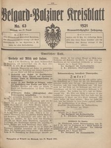 Belgard-Polziner Kreisblatt, 1921, Nr 63