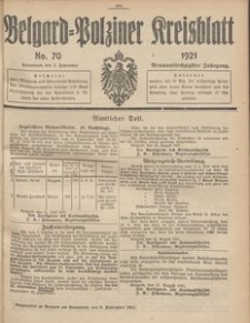Belgard-Polziner Kreisblatt, 1921, Nr 70