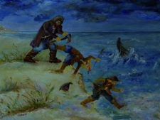 Spotkanie Szwed&oacute;w z J&oacute;wą na wydmach