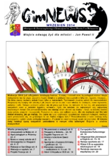 GimNEWS. Miesięcznik Samorządowego Gimnazjum im. Jana Pawła II w Bolszewie, 2014, wrzesień