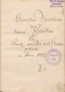 Historisches B&uuml;chlein von denen St&auml;dten der Provinz von Vor und Hinterpommern. T. 2, cz. 3