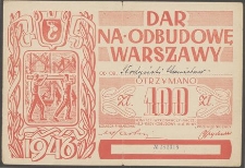 Dar na odbudowę Warszawy [cegiełka]
