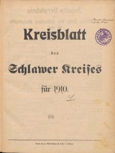 Kreisblatt des Schlawer Kreises 1910