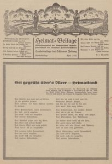 Heimat-Beilage (Mitteilungsblatt der Pommerschen Arbeitsgemeinschaft der Deutschen Heimathochschule). Sonderbeilage der Schlawer Zeitung