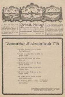 Heimat-Beilage (Mitteilungsblatt der Pommerschen Arbeitsgemeinschaft der Deutschen Heimathochschule). Sonderbeilage der Schlawer Zeitung