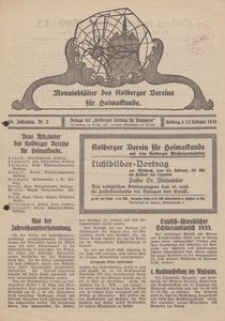 Monatsblätter des Kolberger Vereins für Heimatkunde, 1933, Nr. 2
