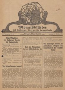 Monatsblätter des Kolberger Vereins für Heimatkunde, 1933, Nr. 10