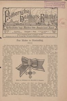 Pommersche Heimats-Bl&auml;tter f&uuml;r Geschichte, Sage, u. M&auml;rchen, Sitte u. Brauch, Lied u. Kunst, 1908, No. 11