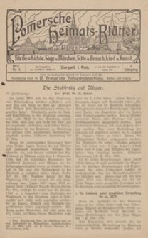 Pommersche Heimats-Bl&auml;tter f&uuml;r Geschichte, Sage, u. M&auml;rchen, Sitte u. Brauch, Lied u. Kunst, 1912, No. 4