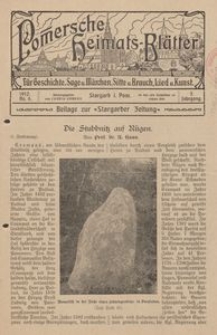 Pommersche Heimats-Bl&auml;tter f&uuml;r Geschichte, Sage, u. M&auml;rchen, Sitte u. Brauch, Lied u. Kunst, 1912, No. 6