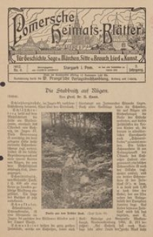 Pommersche Heimats-Bl&auml;tter f&uuml;r Geschichte, Sage, u. M&auml;rchen, Sitte u. Brauch, Lied u. Kunst, 1912, No. 9