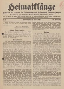 Heimatklänge. Zeitschrift des Vereins für Heimatkunde und Heimatschutz Treptow a. Rega, 1933, Nr. 6