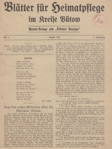 Blätter für Heimatpflege im Kreise Bütow. Monats-Beilage zum Bütower Anzeiger, 1926, Nr. 5
