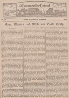 Ostpommersche Heimat. Beilage der Zeitung f&uuml;r Ostpommern, 1934, Nr. 14