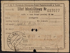 Bilet blankietowy Nr 037077
