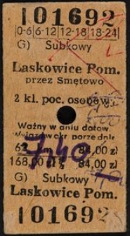 Bilet kolejowy I 01692