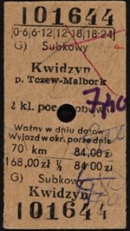 Bilet kolejowy I 01644