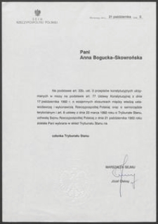 Pismo - Pani Anna Bogucka-Skowrońska