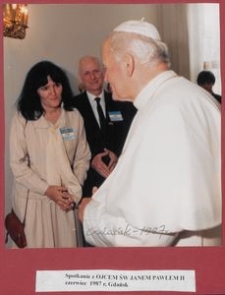 Kartka z albumu - spotkanie z Ojcem Św. Janem Pawłem II, czerwiec 1987, Gdańsk