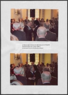 Kartka z albumu - Anna Bogucka Skowrońska z Prezydentem Lechem Kaczyńskim, Zamek Kr&oacute;lewski (wręczenie Krzyża Komandorskiego)