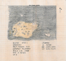 Słupsk - Grodzisko. Rzut poziomy trzeciej warstwy paleniska. Stanowisko 1
